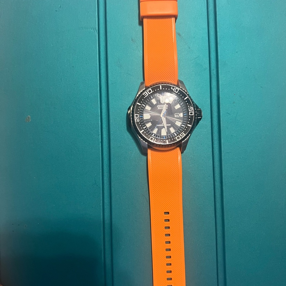 Citizen Divers watch orange Strap Watch with Black Dial